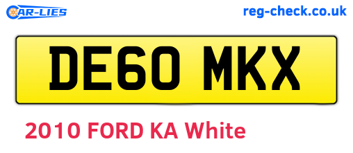 DE60MKX are the vehicle registration plates.