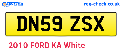 DN59ZSX are the vehicle registration plates.