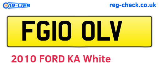 FG10OLV are the vehicle registration plates.