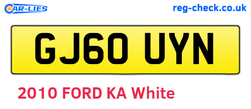 GJ60UYN are the vehicle registration plates.
