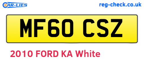 MF60CSZ are the vehicle registration plates.