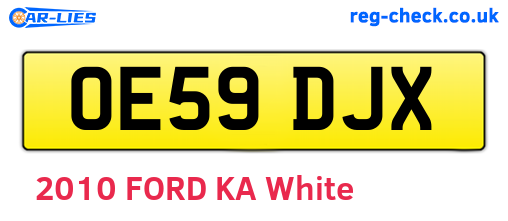 OE59DJX are the vehicle registration plates.