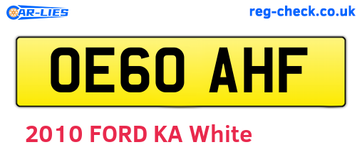 OE60AHF are the vehicle registration plates.