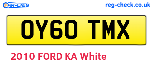 OY60TMX are the vehicle registration plates.