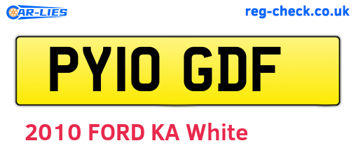 PY10GDF are the vehicle registration plates.