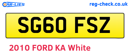 SG60FSZ are the vehicle registration plates.
