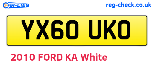 YX60UKO are the vehicle registration plates.