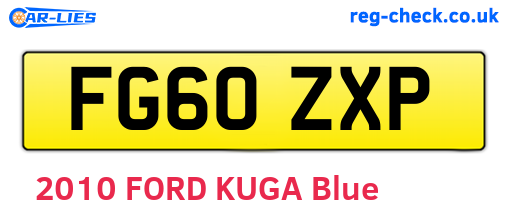 FG60ZXP are the vehicle registration plates.