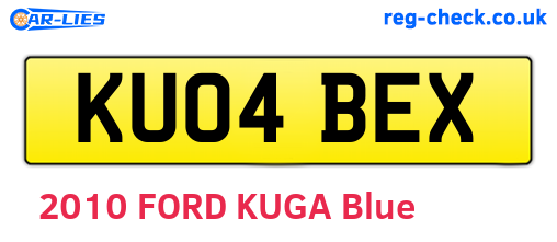 KU04BEX are the vehicle registration plates.