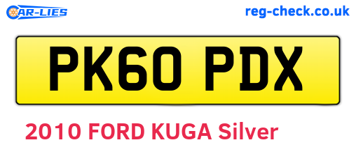 PK60PDX are the vehicle registration plates.