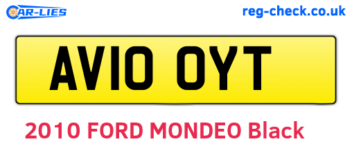 AV10OYT are the vehicle registration plates.