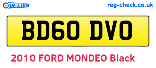 BD60DVO are the vehicle registration plates.