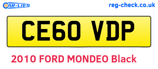 CE60VDP are the vehicle registration plates.