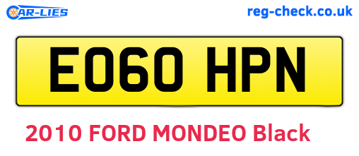 EO60HPN are the vehicle registration plates.