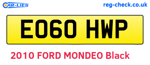 EO60HWP are the vehicle registration plates.