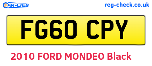 FG60CPY are the vehicle registration plates.