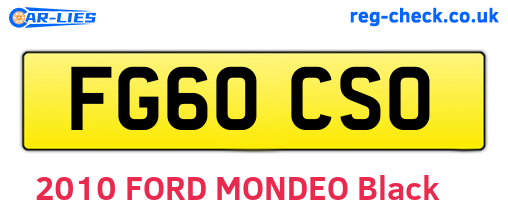 FG60CSO are the vehicle registration plates.