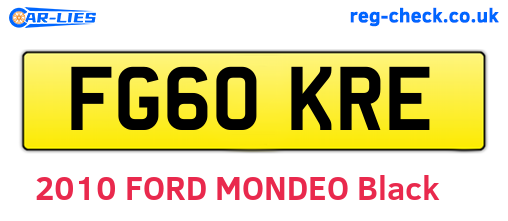 FG60KRE are the vehicle registration plates.