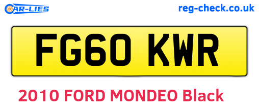 FG60KWR are the vehicle registration plates.
