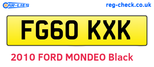 FG60KXK are the vehicle registration plates.