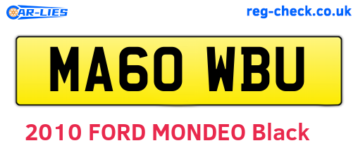 MA60WBU are the vehicle registration plates.