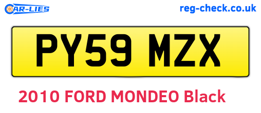 PY59MZX are the vehicle registration plates.
