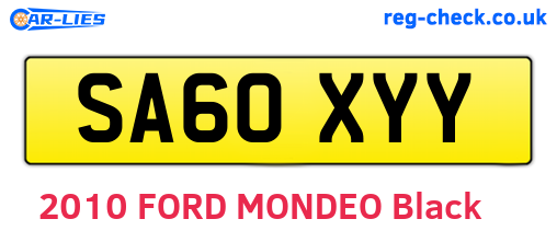 SA60XYY are the vehicle registration plates.
