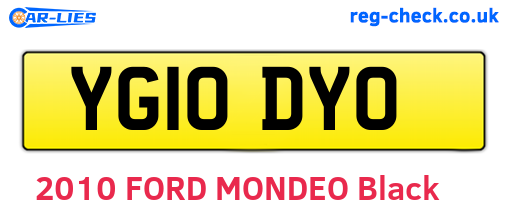 YG10DYO are the vehicle registration plates.