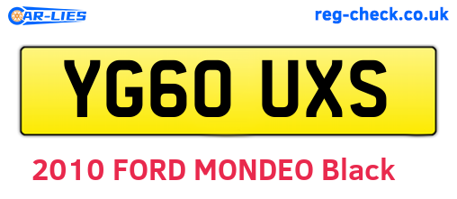 YG60UXS are the vehicle registration plates.