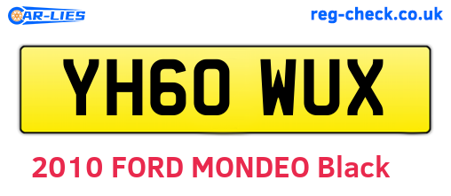 YH60WUX are the vehicle registration plates.