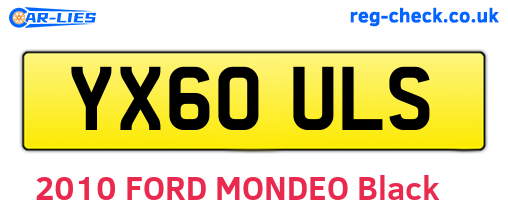 YX60ULS are the vehicle registration plates.