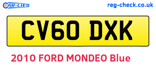 CV60DXK are the vehicle registration plates.