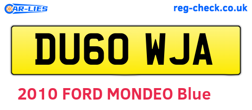 DU60WJA are the vehicle registration plates.