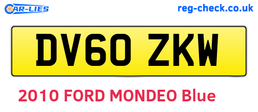 DV60ZKW are the vehicle registration plates.