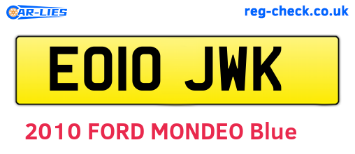 EO10JWK are the vehicle registration plates.
