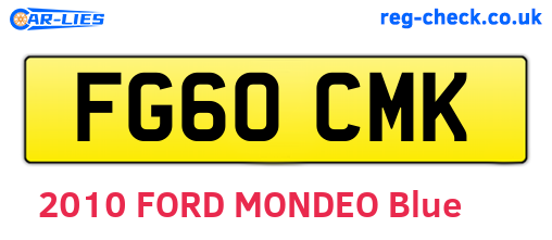 FG60CMK are the vehicle registration plates.