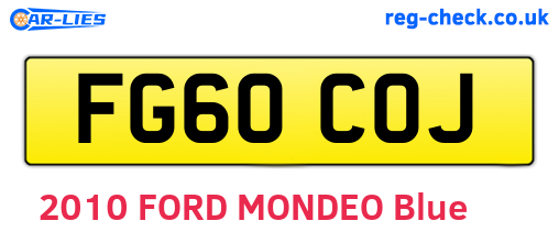 FG60COJ are the vehicle registration plates.