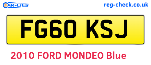 FG60KSJ are the vehicle registration plates.