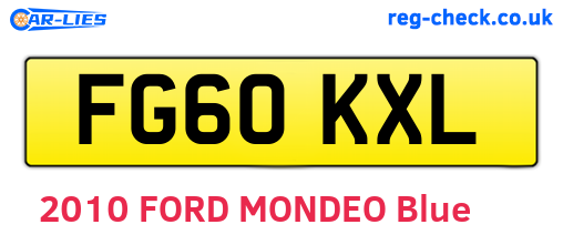 FG60KXL are the vehicle registration plates.