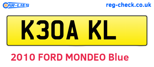 K30AKL are the vehicle registration plates.
