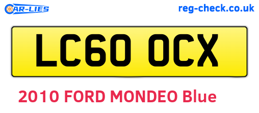 LC60OCX are the vehicle registration plates.