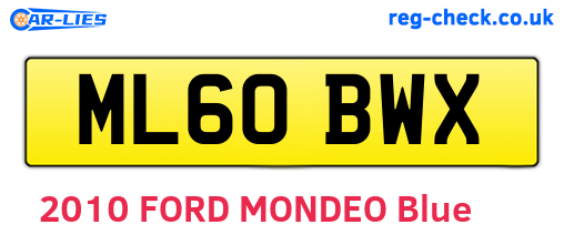 ML60BWX are the vehicle registration plates.