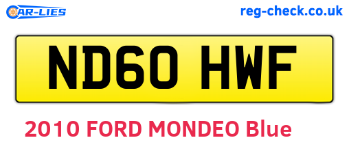 ND60HWF are the vehicle registration plates.