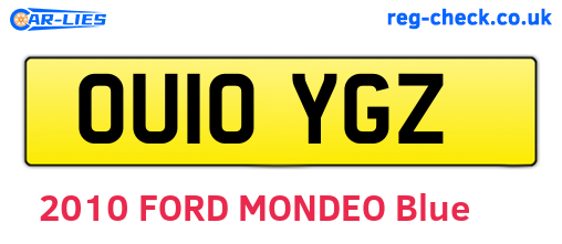 OU10YGZ are the vehicle registration plates.