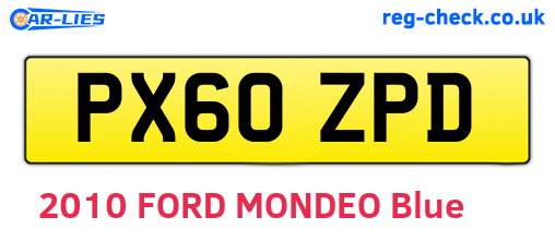PX60ZPD are the vehicle registration plates.