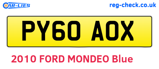 PY60AOX are the vehicle registration plates.