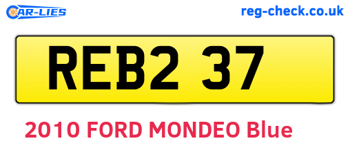 REB237 are the vehicle registration plates.