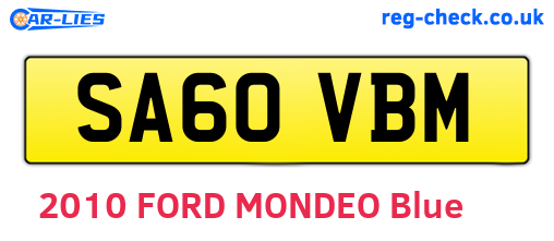 SA60VBM are the vehicle registration plates.