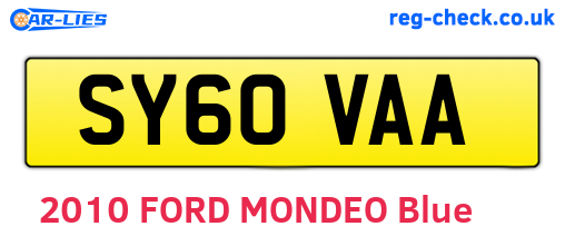 SY60VAA are the vehicle registration plates.