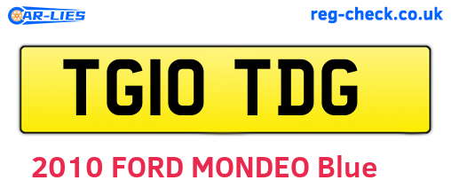TG10TDG are the vehicle registration plates.
